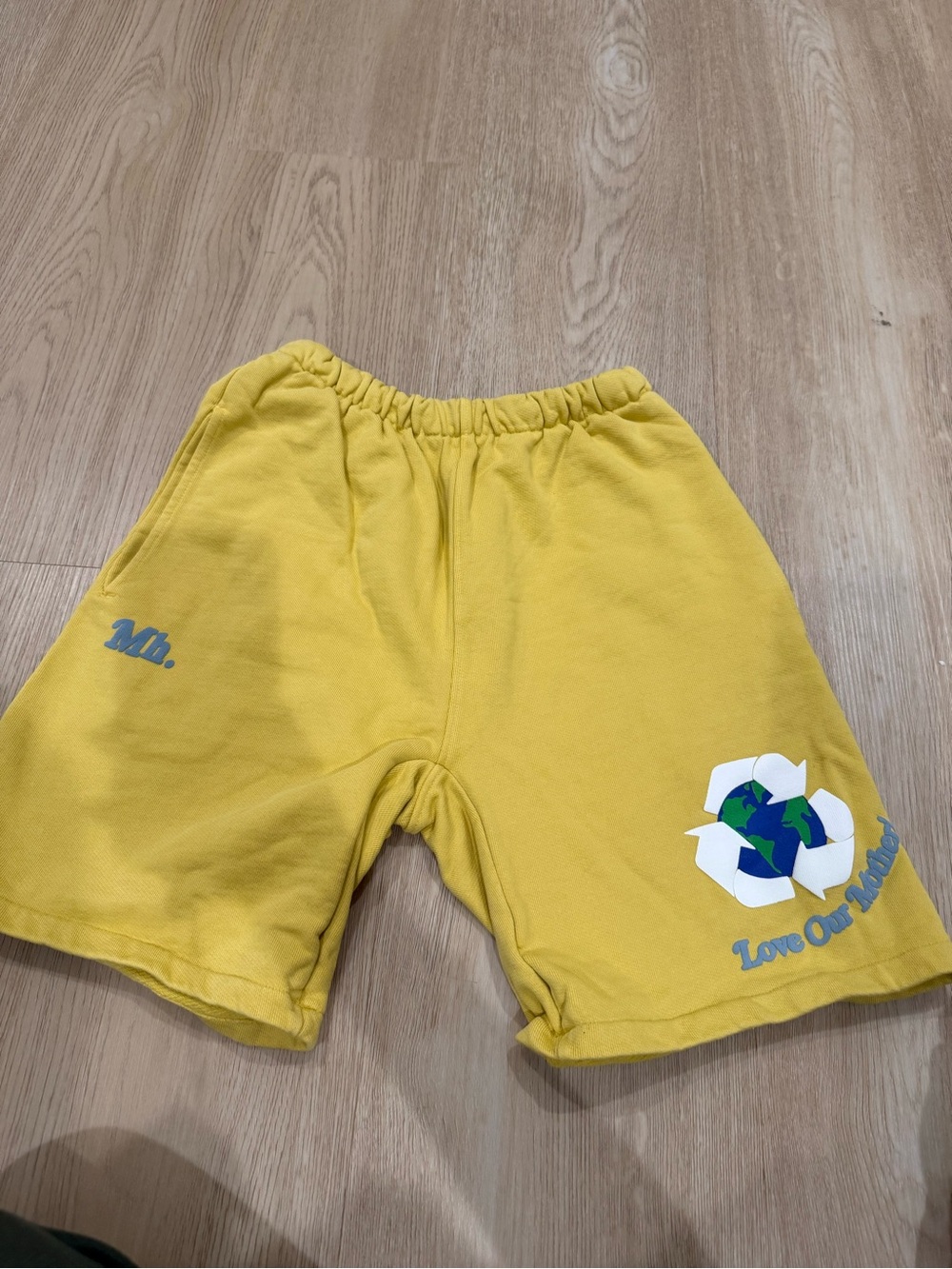 Kids Yellow Graphic Eco-Print Shorts